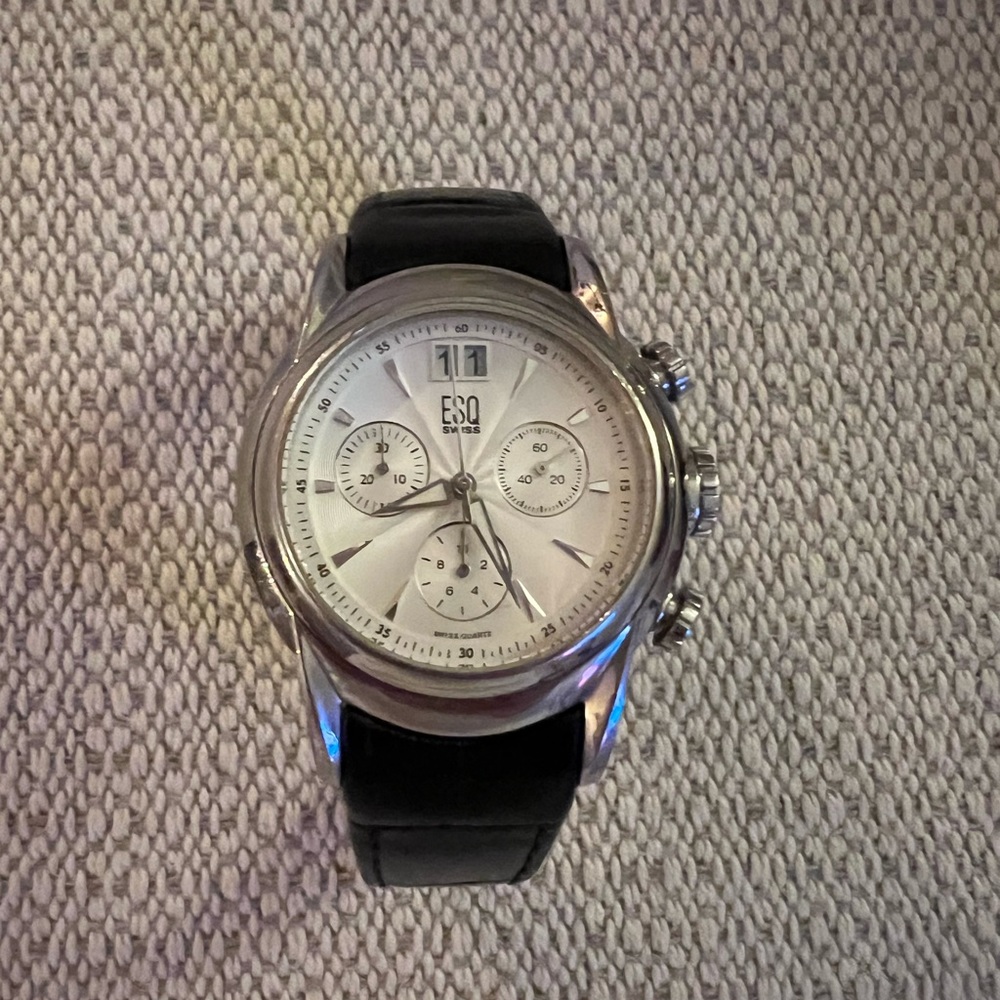 ESQ by Movado Chronograph Black Embossed Croc Band
